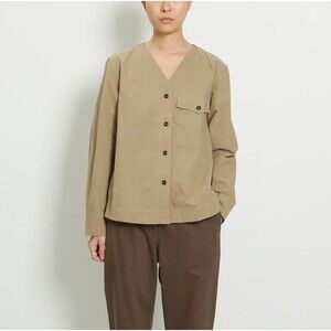 MHL Margaret Howell Long Sleeve Collarless Scout Shirt 100% Organic Cotton M EUC